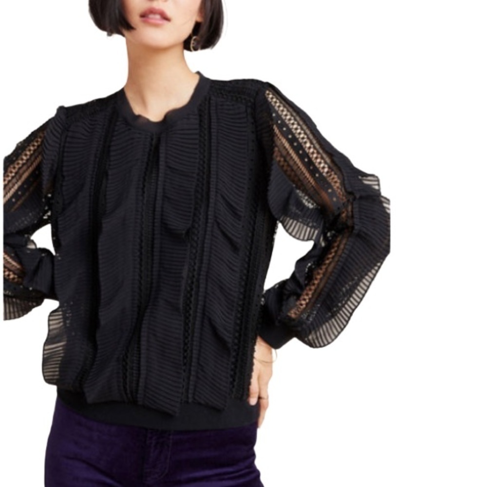 Anthropologie Augusta Ruffle-Sleeved Pullover